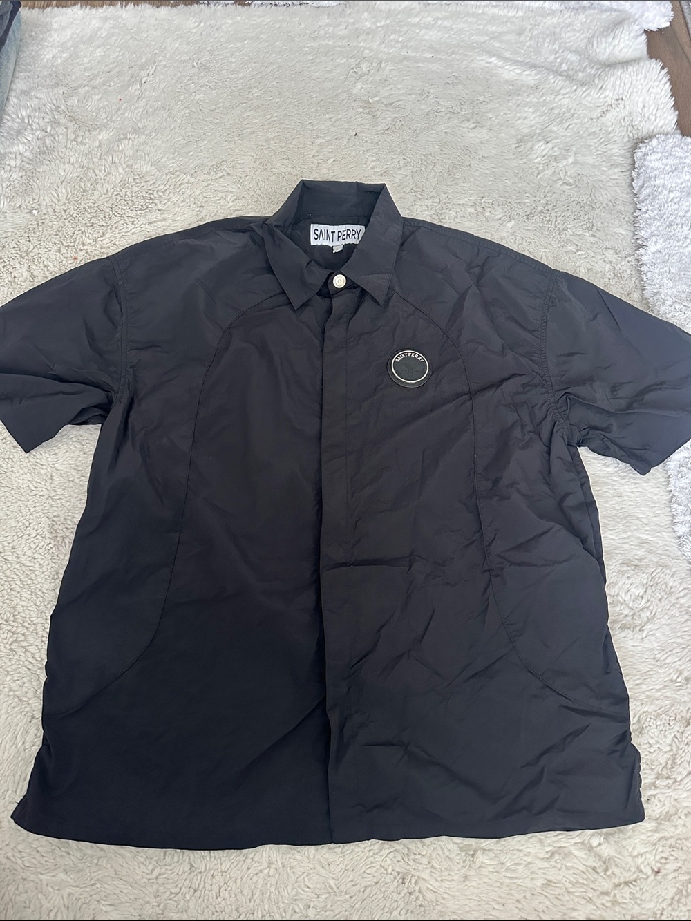 Saint Perry Black Short Sleeve Button Shirt